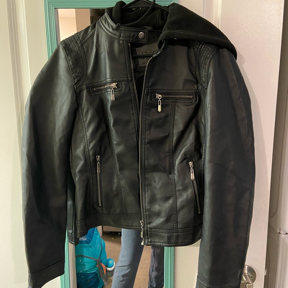 Black leather jacket